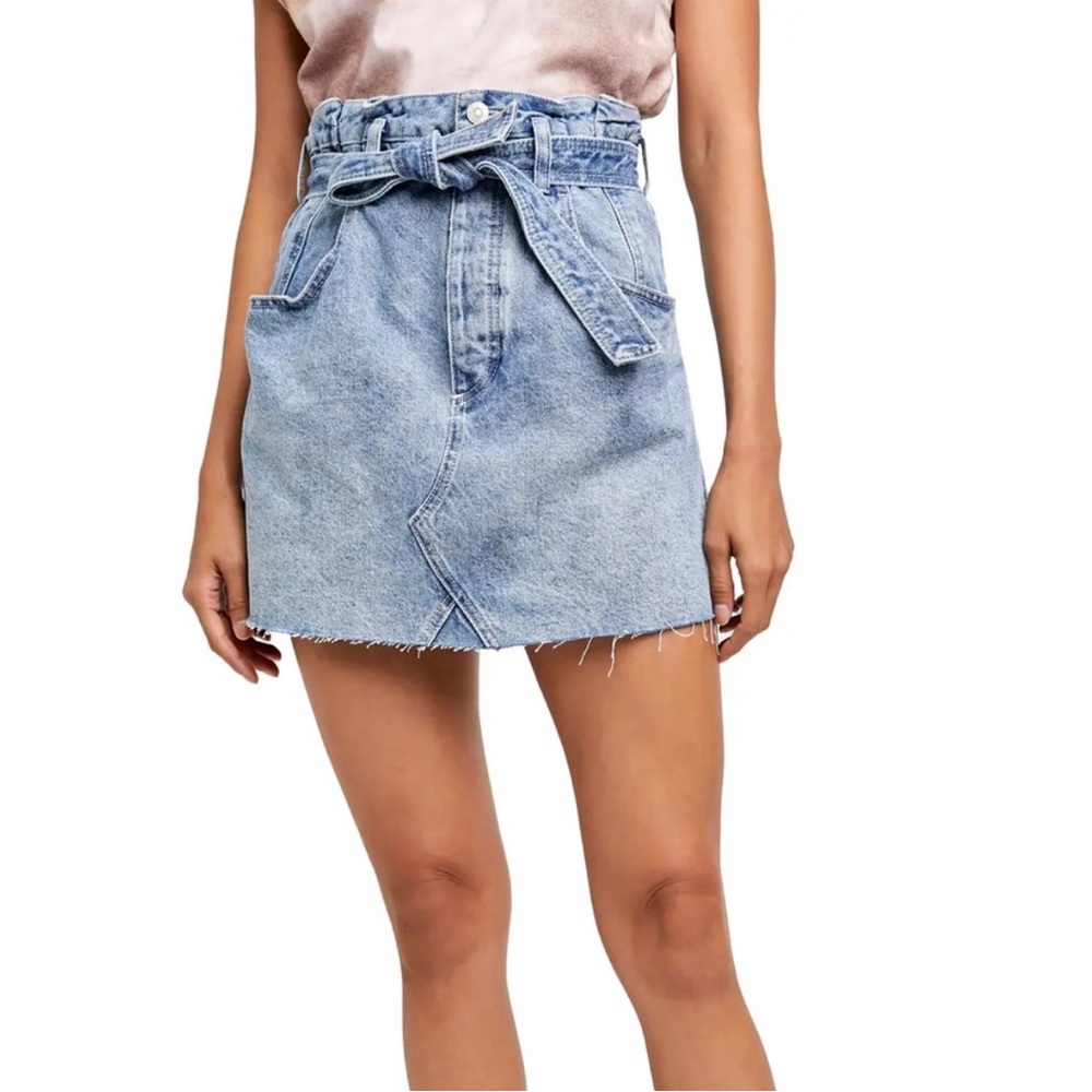Free People East of Eden denim mini skirt